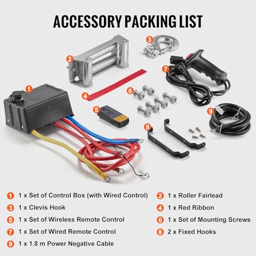 VEVOR Electric Winch, 18,000 lb Truck Trailer Jeep Winch, 12V DC 7/16 in x 85 ft Steel Cable Roller Fairlead Wireless & Wired Remote Control, IP55 Waterproof Towing for Off Road SUV Jeep Truck Trailer - size: 18000 lbs