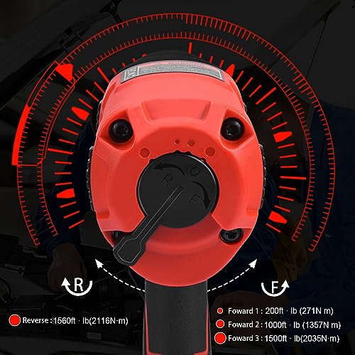 XIIW 1/2 Inch Air Impact Wrench, Max Torque 1560 ft-lbs, Lightweight 4.4 lb - size: 1/2 inch | 1560 ft-lbs 15 PCS Wrench + Socket Set