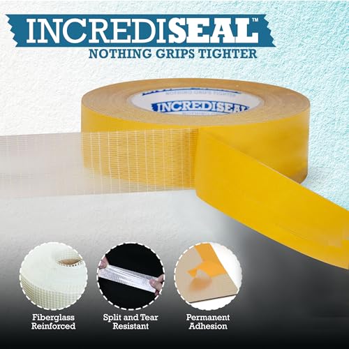IncrediSeal 2" Double Sided Bi-Directional Fiberglass Reinforced Filament Banner Hemming Mounting Tape, 36 Yards, 9.0 Mil, Heavy Duty Industrial, Permanent Bond, Hobby, Craft, Signs, Displays - size: 2 inch x 108 feet