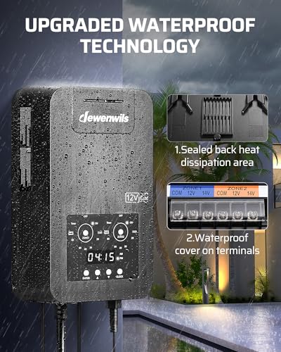 DEWENWILS 200W Low Voltage Transformer, 2 Zone Independent Control - style: 200W 2 ZONE