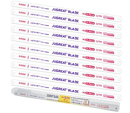 JUGREAT 10" Hacksaw Blades Replacement Bi-Metal, High Speed Steel - 32TPI (10 Pack) - size: 10"×32TPI 10PACK