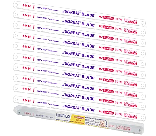 JUGREAT 10" Hacksaw Blades Replacement Bi-Metal, High Speed Steel - 32TPI (10 Pack) - size: 10"×32TPI 10PACK