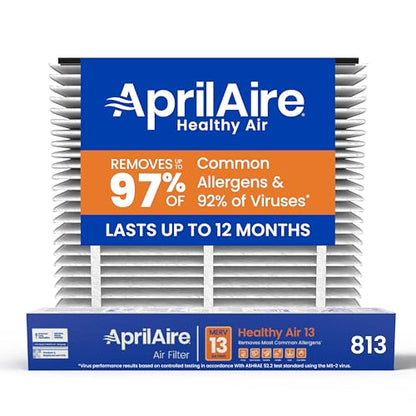 AprilAire 813 Replacement Filter for AprilAire Whole House Air Purifier 2025FG - MERV 13, Healthy Home Allergy, 20x25x4 Air Filter (Pack of 1) - style: Healthy Air 13