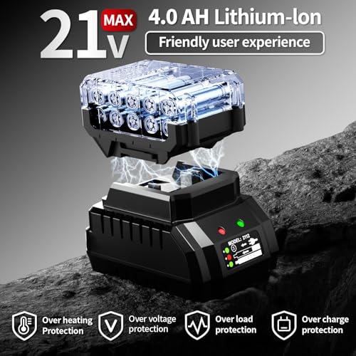 FULLYEA Cordless Impact Wrench 1/2 Inch, 406Ft-lbs (550N. M) Brushless Impact Gun Kit, 3000RPM High Torque Power Impact Wrench, 4.0Ah Battery & Fast Charger, Electric Impact Driver for Car Home