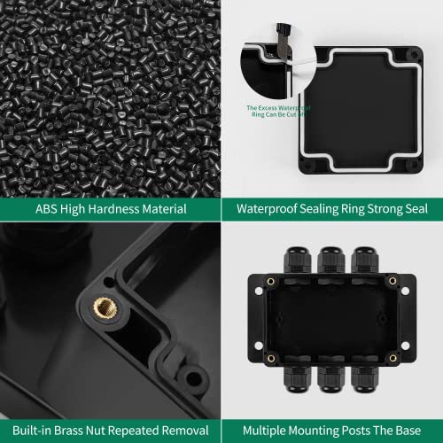 ABS IP67 Waterproof Dustproof Electrical Junction Box, with 15A 600V Barrier Terminal Cable Connector, 3 in/3 Out Power Junction Box（3.93 * 2.67 * 1.96in） - size: 3T3 3.93" x 2.67" x 1.96"