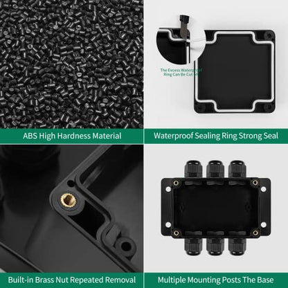 ABS IP67 Waterproof Dustproof Electrical Junction Box, with 15A 600V Barrier Terminal Cable Connector, 3 in/3 Out Power Junction Box（3.93 * 2.67 * 1.96in） - size: 3T3 3.93" x 2.67" x 1.96"
