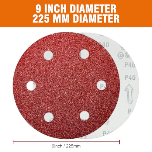 30 PCS 9 Inch Drywall Sanding Discs 40 Grit 6 Hole - color: 6 Hole, size: Grit 40