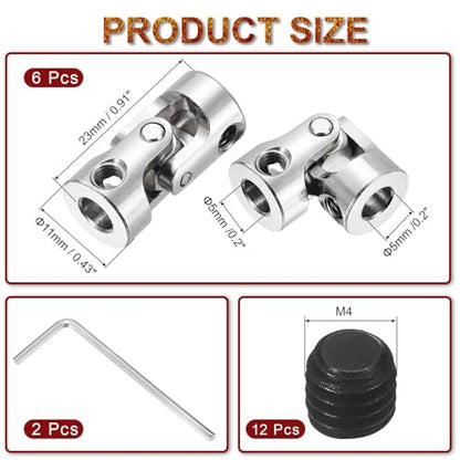 MECCANIXITY Steering Universal Joint Shaft Coupling 5mm to 5mm ID 6Pcs - size: 5mm to 5mm ID