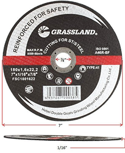 Thin Cutting Disc, Stainless Steel Freehand Cut-Off Wheel - Flat - 7" x 1/16" x 7/8" - T41 - (10 Pack) - style: Flat - T41