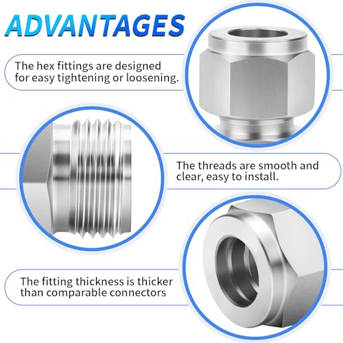 ChillWaves 304 Stainless Steel Compression Tube Fitting, 1/2" OD x 1/4" NPT Female Compression Union Connector(2-PACK) - size: 1/2" OD x 1/4" FNPT