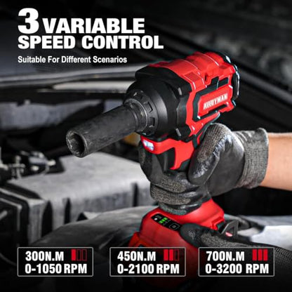 Alloyman 20V 1/2 "Cordless Brushless Impact Wrench& 3/8'' Ratchet Combo Kit