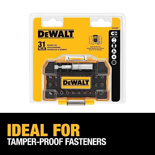 DEWALT Security Bit Set, 31-Piece Screwdriver Bit Set with Case, Universal 1/4 In Hex, Includeds Magnetic-Bit Holder (DWAX200) (Pack of 5) - size: One Size (Pack of 5)