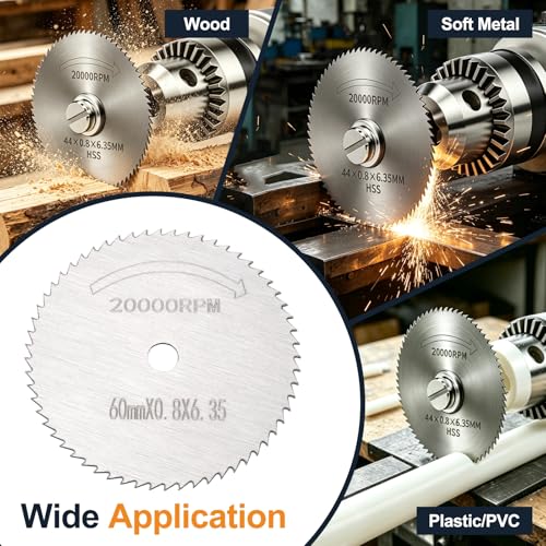 Cutting Wheel Set 2Pcs 2.36" 60mm Diameter HSS Circular Saw Blades - color: Silver, size: 2.36"(60mm) Diameter, 0.24"(6mm) Round Shank