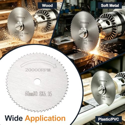 Cutting Wheel Set 2Pcs 2.36" 60mm Diameter HSS Circular Saw Blades - color: Silver, size: 2.36"(60mm) Diameter, 0.24"(6mm) Round Shank