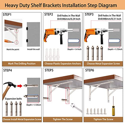 Shelf Brackets 14 Inch, Heavy Duty 90 Degree Floating Wall Shelves Brackets Triangle Shelf Brackets, Solid Stainless Steel Decorative Angle Brackets, 2-Pack (White) - size: L14 IN (Solid-White)