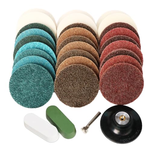 FPPO 30 PCS 3 Inch Quick Change Sanding Disc Surface Conditioning,1/4" Shank Nylon Non-Woven Felt Sanding Pads for Power-Operated Sanders