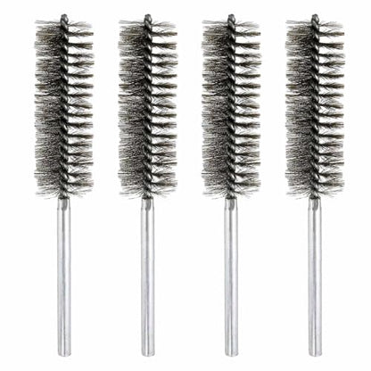 HARFINGTON 4pcs Wire Bore Brush 8 x 1-1/4" 5/16 Inch Shank Stainless Steel Bristles Cleaning Brush for Clean Car Part Tube Kitchen Garage - size: 8 x 1-1/4"