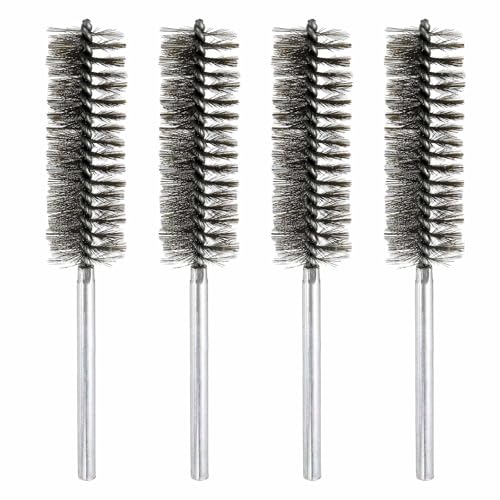 HARFINGTON 4pcs Wire Bore Brush 8 x 1-1/4" 5/16 Inch Shank Stainless Steel Bristles Cleaning Brush for Clean Car Part Tube Kitchen Garage - size: 8 x 1-1/4"