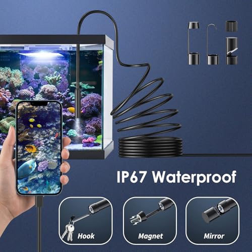 Endoscope Camera with Light-1920P HD Borescope 8mm Miniature Camera Head - size: 16.4FT-SL