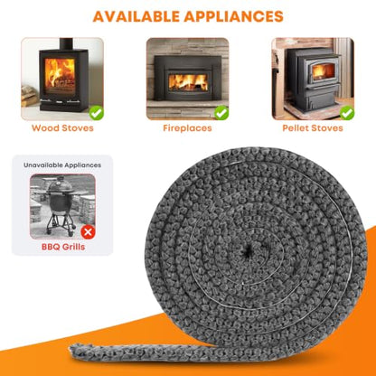 Stanbroil Stove Gasket Tape, 1/2" Width, 3/8" Thick, 72" Length - size: 1/2" Wide - 3/8" Thick