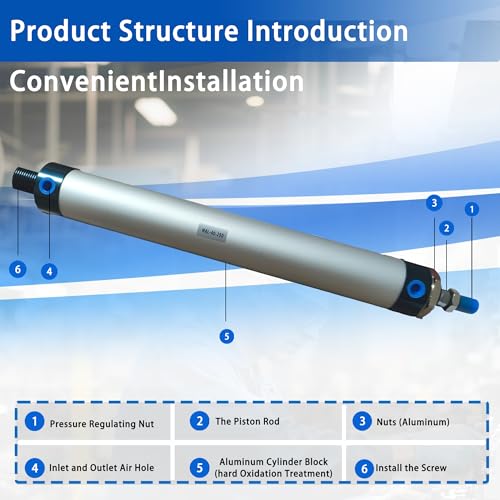 CG WEITENG Pneumatic Mini Pneumatic Cylinder MAL Single Rod Aluminum Double Acting Pneumatic Cylinder 40mm Bore 250mm Stroke(MAL40x250) - color: MAL-40 mm, size: 250 mm