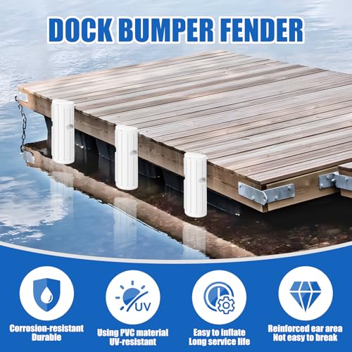 Dock Bumpers, Boat Dock Bumper Fender for Edge & Side, Marine-Grade PVC Fenders Guards for Docking, UV-Resistant, Edge Protection & Dock Guard, Includes 304 Stainless Hardware - 2PACK White - style: 2PACK-WHITE