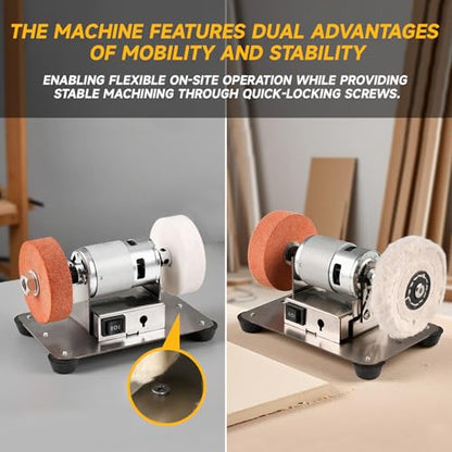 Mini Bench Grinder 3 Wheels, Benchtop Polisher Buffer for Jewelry
