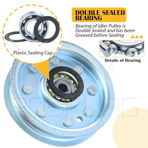 2 Pack 756-0627D Idler Pulley for Cub Cadet LT1046 LT1500 Tractors - color: L11 2x756-0627