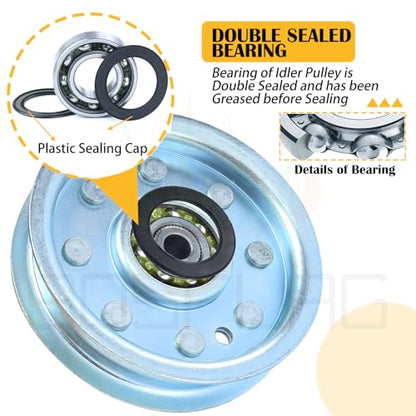 2 Pack 756-0627D Idler Pulley for Cub Cadet LT1046 LT1500 Tractors - color: L11 2x756-0627