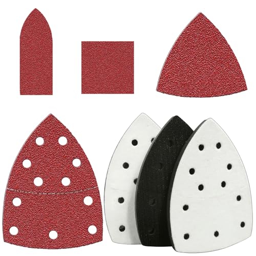 FOWOK 160Pcs Sandpaper for Skil Detail Sander with 3Pcs Foam Sanding Pad - size: Standard Sandpaper with 3 Pads