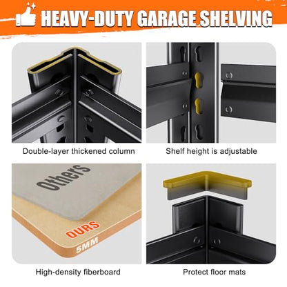 71"Hx28"Wx12"D Garage Shelving-5 Tier Garage Storage Shelves,Adjustable Heavy Duty Metal Shelving Unit and Storage Large Rack,Utility Steel Shelf For Warehouse Industrial Pantry Basement Organizers