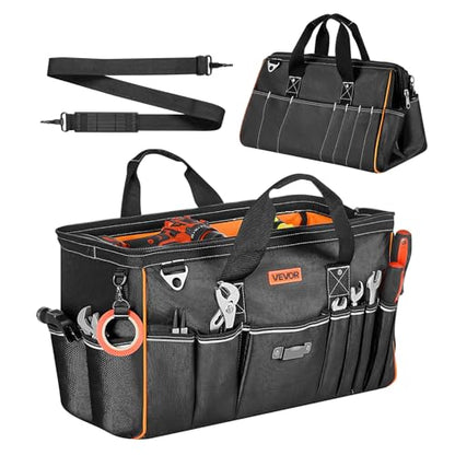VEVOR Tool Bag, 20 Inch, 33-Pocket Portable Large Tool Box Organizer Storage, Toolbox with Big Zipper, Adjustable Shoulder Strap, Water-Resistant Carry Toolbag, for Men Women Dad Husband Fathers Day