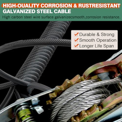 5T Come Along Winch, 11000lbs Pulling Capacity, 12ft Steel Cable - size: 5T-11000lbs-12FT-3Hook