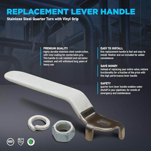 MIDLINE VALVE Replacement Lever Handle for MIDLINE VALVE 610 Series Only 3/4 in. Ball Valve, Stainless Steel Quarter Turn with Vinyl Grip for Natural Gas, 5 Pack - size: 3/4 in., style: 5 Pack