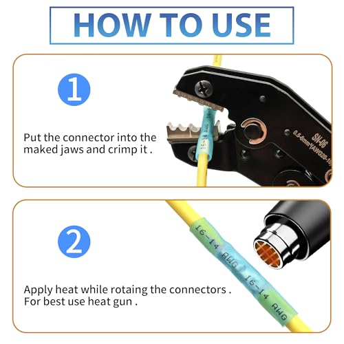 Heat Shrink Butt Connectors Kit - Waterproof Electrical Wire Splice Crimp Terminals for Automotive, Marine, Wiring (130Pcs)