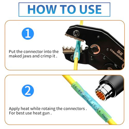 Heat Shrink Butt Connectors Kit - Waterproof Electrical Wire Splice Crimp Terminals for Automotive, Marine, Wiring (130Pcs)