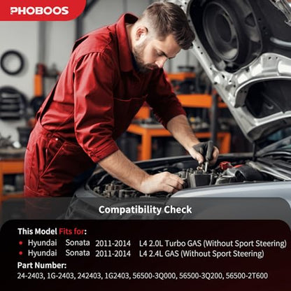 PHOBOOS Manual Steering Rack and Pinion Fit for Hyundai Sonata - size: 24-2403