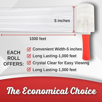 Simply Cool 12 Pack Mini Hand Stretch Wrap 5 Inch 1000Ft 60 Gauge 2 Handles - size: 5-inch w/ plastic handle