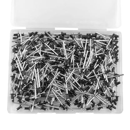 ALLCLEAN 300 Pcs 1/8" x 1/4" Black Aluminum Blind Rivets,3.2 x 6mm Pop Rivets,Aluminum Grip and Steel Mandrel - color: Black, size: 1/8"x1/4"