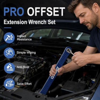 3/8 inch Pro Offset Extension Wrench Impact Wrench Extender Tool Socket Set - color: Blue, size: 16.34inch