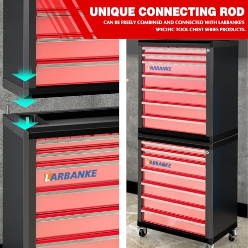 LARBANKE 7-Drawer Rolling Tool Chest with Wheels&Lock,Special Link Buckle - color: Red, size: 7 drawer tool chest