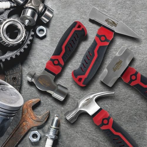 4-Piece Small Hammer Set Stubby Mini Mechanics Hammer Tool - color: 4-piece Set of Ball Peen, Claw, Sledge, and Cross Peen Hammers