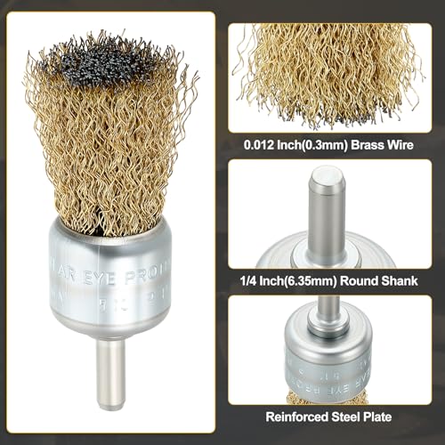DTGN 7 Pcs Wire Wheel Cup Brush Set for Drill, 1/4 Inch Round Shank - size: 1/1.5/2/3/4 inch
