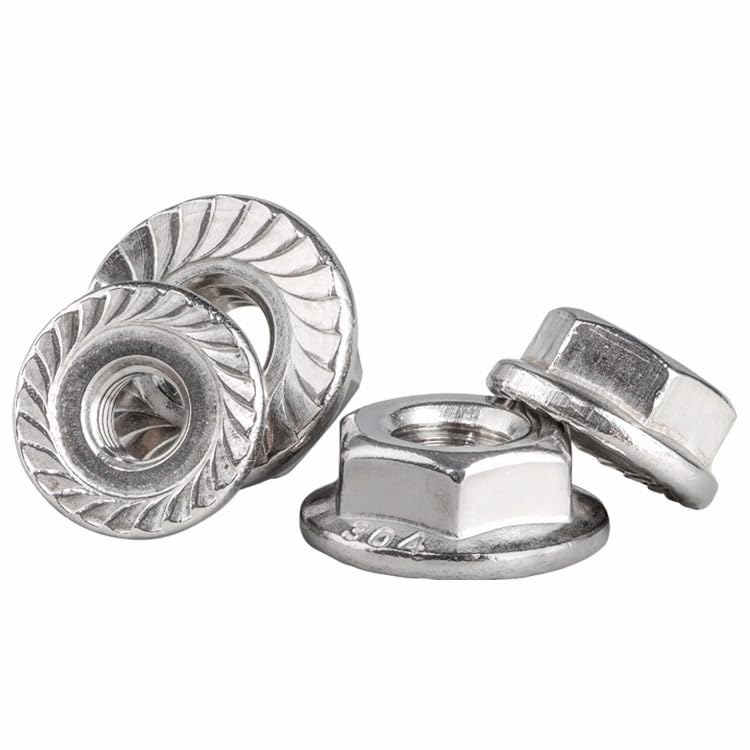 M6-1 Serrated Flange Hex Lock Nuts, 304 Stainless Steel Serrated Metric Hex Flange Lock Nuts,Hexagon Flange Nuts,Metric Nuts Fasteners,Bright Finish,50 Pcs - size: M6(50)
