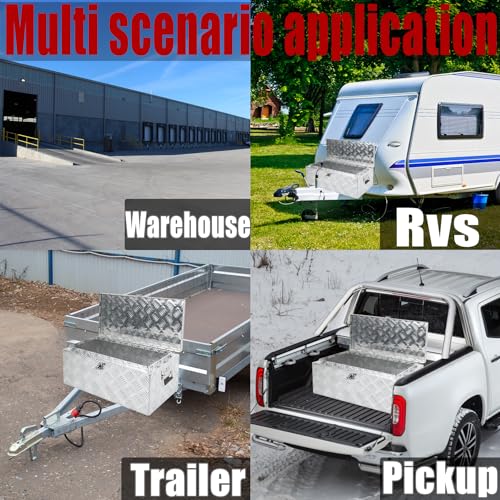 32x12x14 Inch Heavy Duty Pickup Storage Box Diamond Plate Portable Toolboxes Aluminum Underbody Truck Tool Box with Buckle Lock and Keys Suitable for Truck Bed Pickup RV Trailer - size: 32" L x12" W x14" H