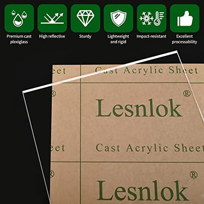 Lesnlok 18 x 24 Acrylic Sheet 1/8 inch Thick 2 Pieces 3mm Clear Plexiglass Sheet,Use for Craft Projects,Signs,Sneeze Guard and More - size: 2 piece18" x 24" 3mm
