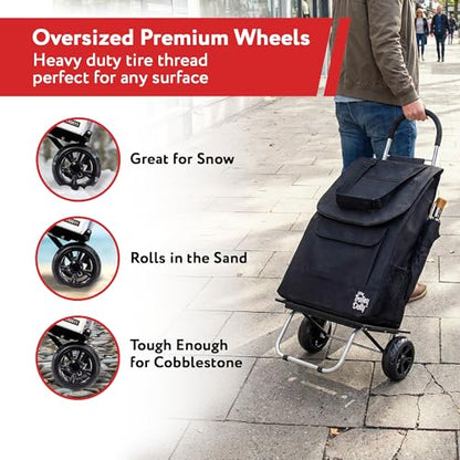 dbest products Bigger Trolley Dolly, Black Shopping Grocery Foldable Cart - color: Black