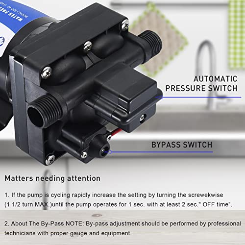 Tdrsuper Water Pressure Booster Pump, 12V DC Water Diaphragm Pump, 5GPM 70PSI with Power Plug, Self Priming RV Water Pump for Home Kitchen Bathroom RV Marine Yacht Garden Hose - style: 12V 5GPM 70PSI