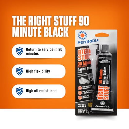 Permatex 25228 The Right Stuff 90 Minute Black Gasket Maker, 3 oz, 1 Count (Pack of 1) - size: 3 Fl. Oz., style: The Right Stuff 90 Min