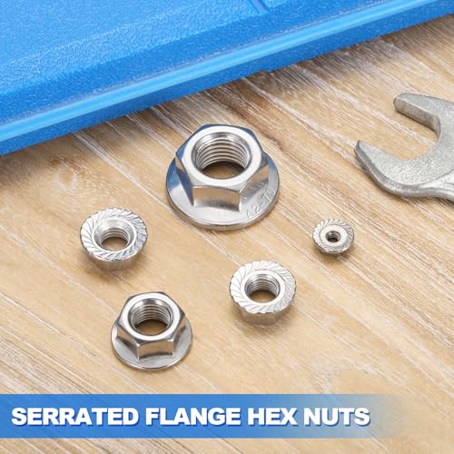 100Pcs Serrated Flange Hex Nuts-M6-1-Coarse 304 SS Bright Finish - color: Silver, size: M6-1